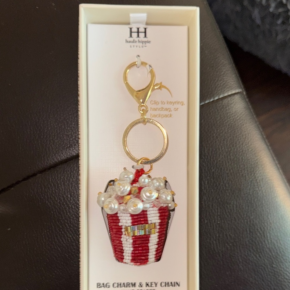 Haute Hippie Red and White Bag Charm & Key Chain
